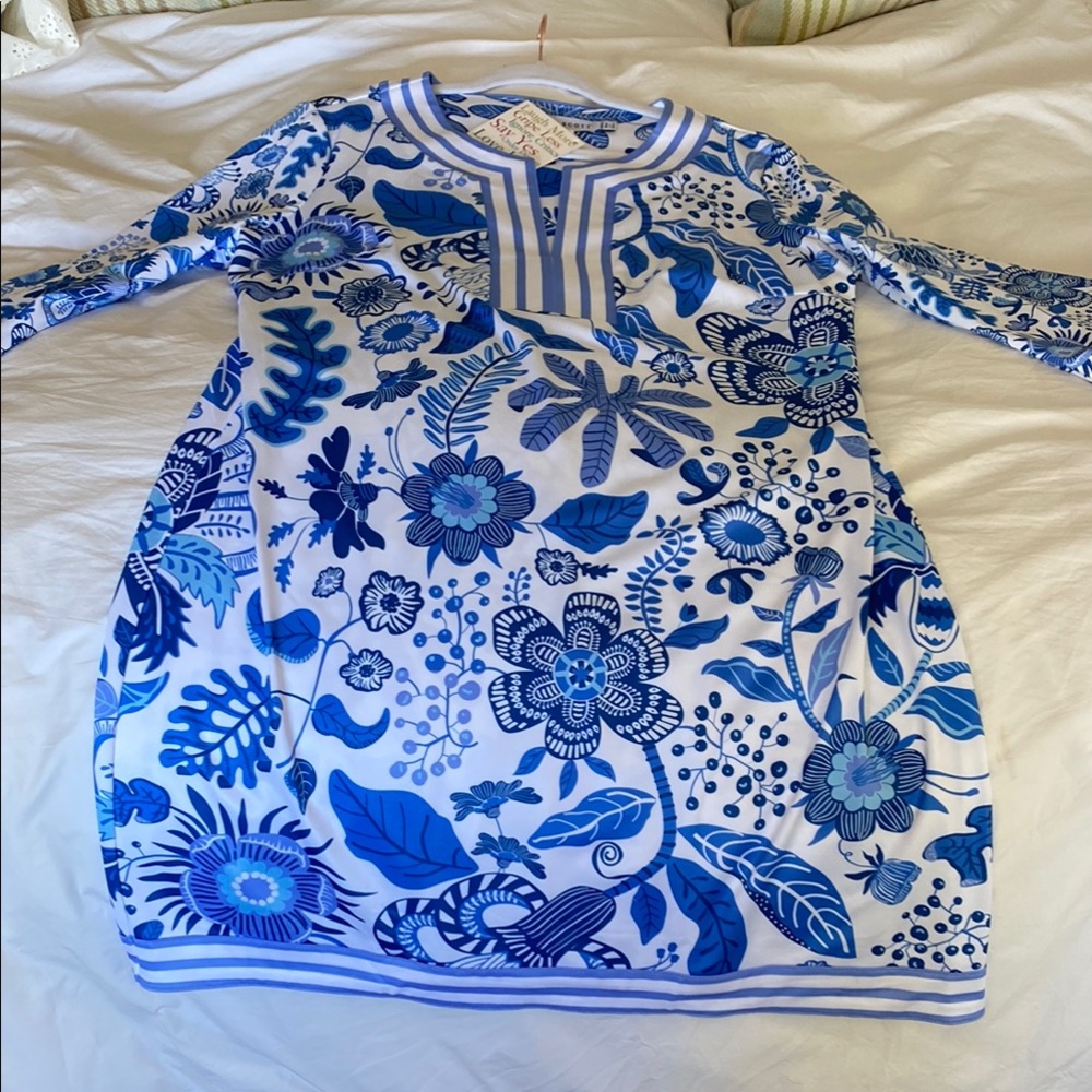 Blue and White Floral Dress